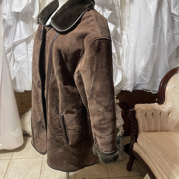 Mens suede faux fur lined coat - Picture 2 of 8